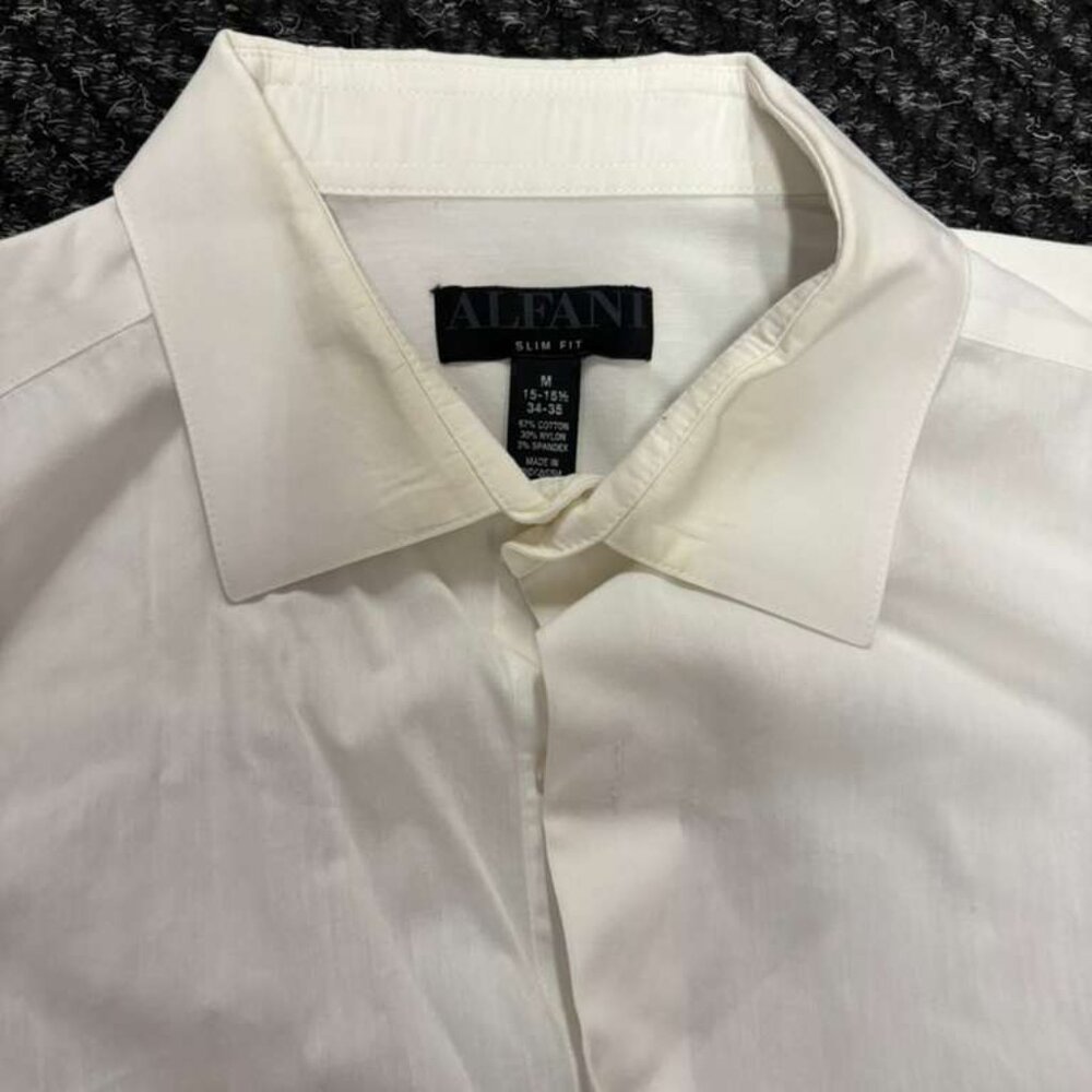 Slim fit white button down shirt work shirt 34-35 - Picture 3 of 3